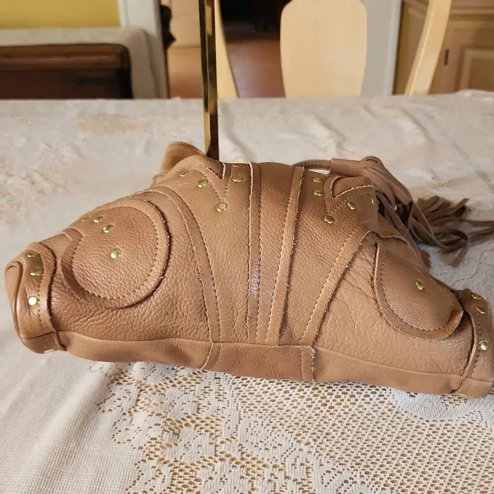 Vintage Bulga tan studded leather hobo bag